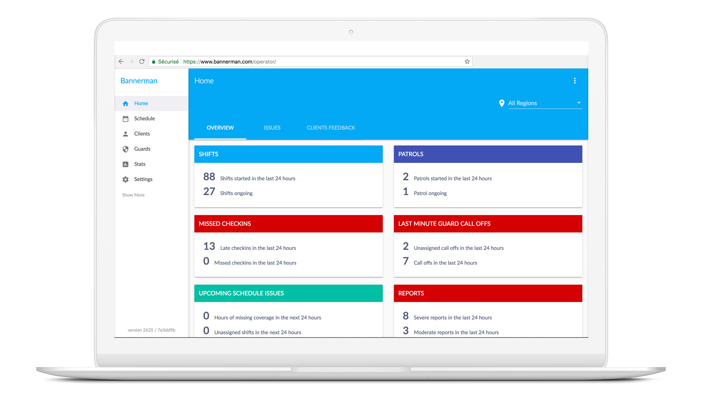 Bannerman Operator dashboard on a MacBook